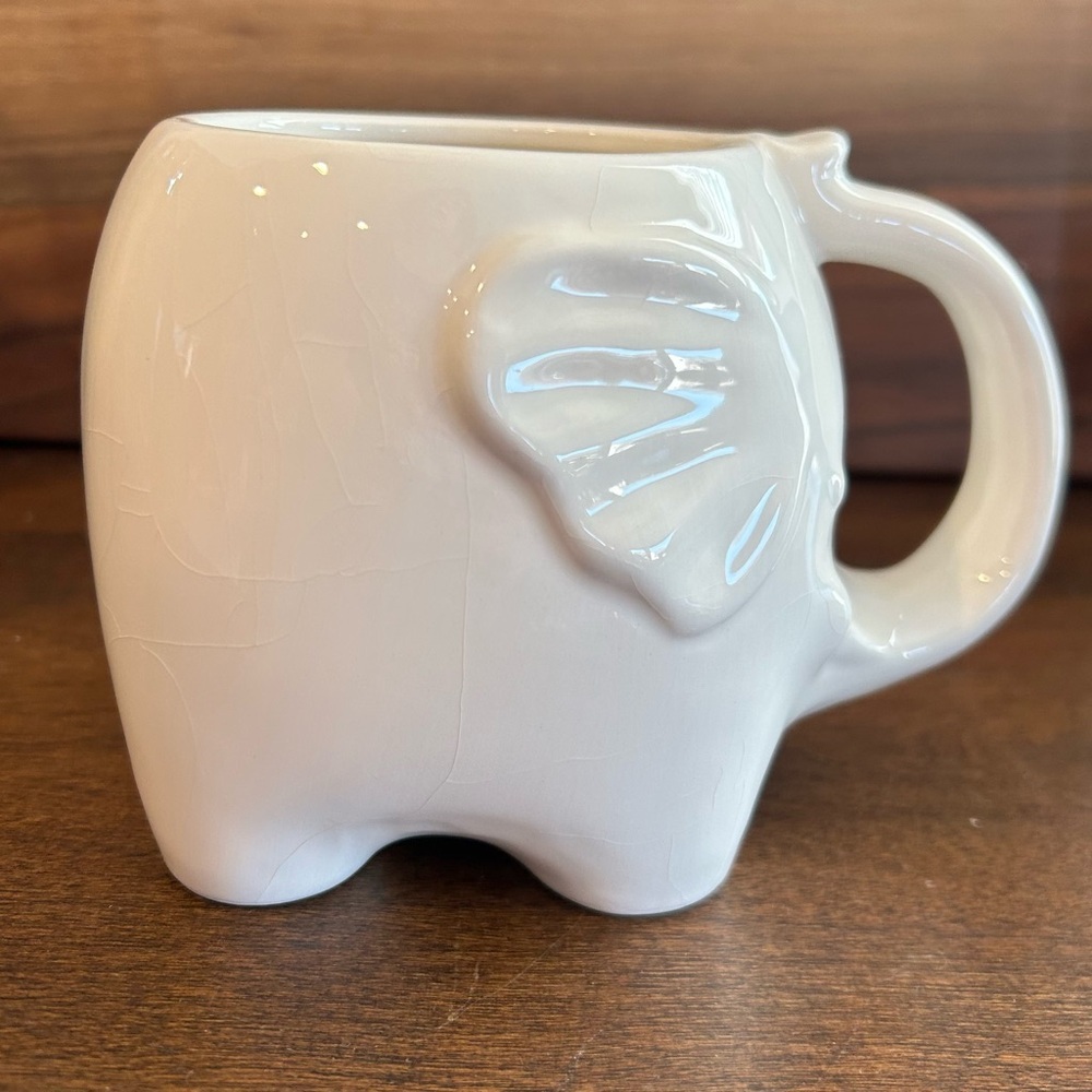 Tag Brand Elephant Coffee Cup - White Ceramic Some Flaws Please Review Pictures.